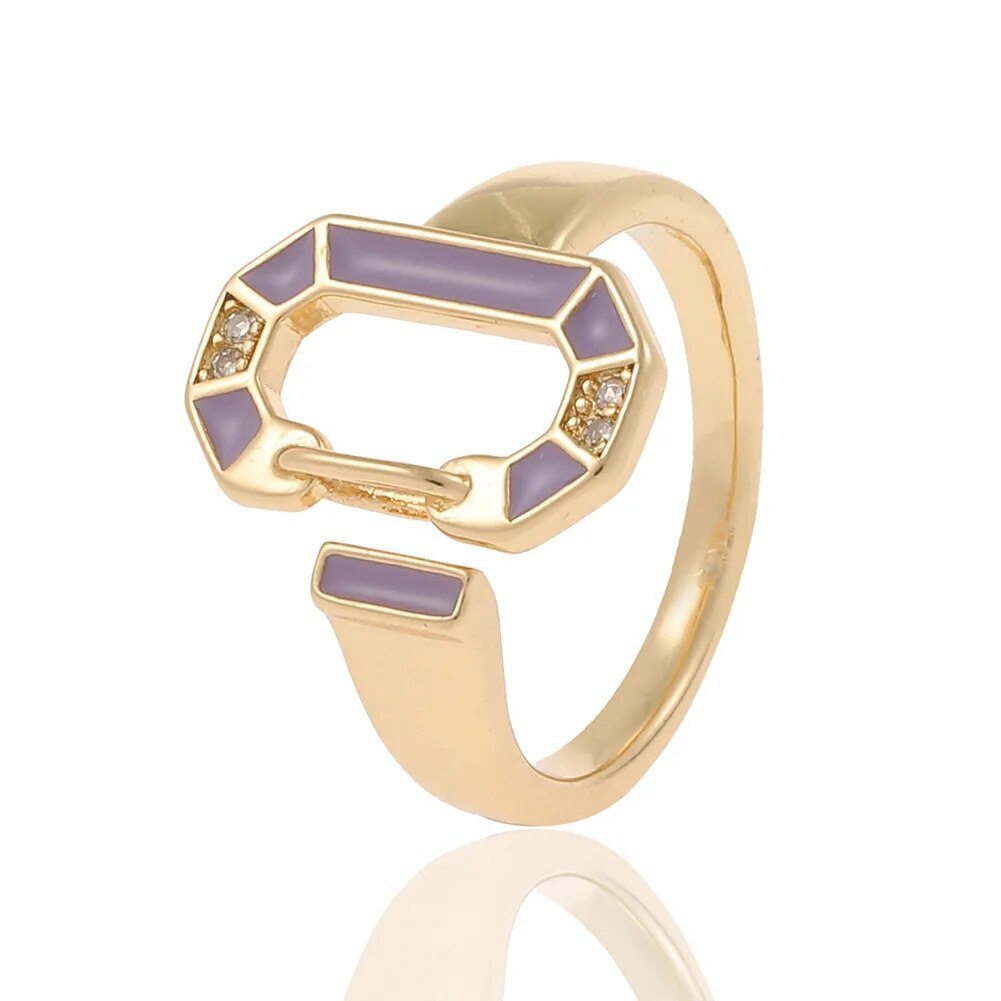 18K gold plated colored circular rings