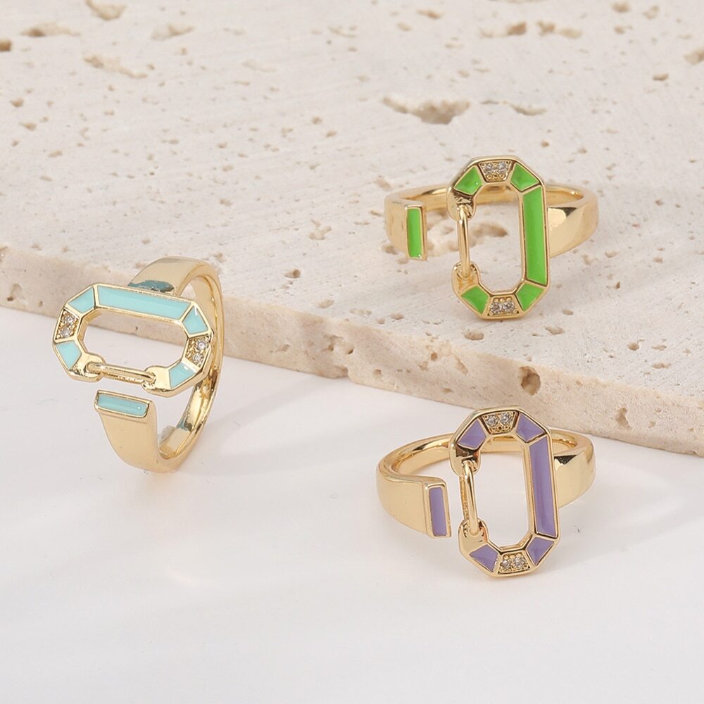 18K gold plated colored circular rings
