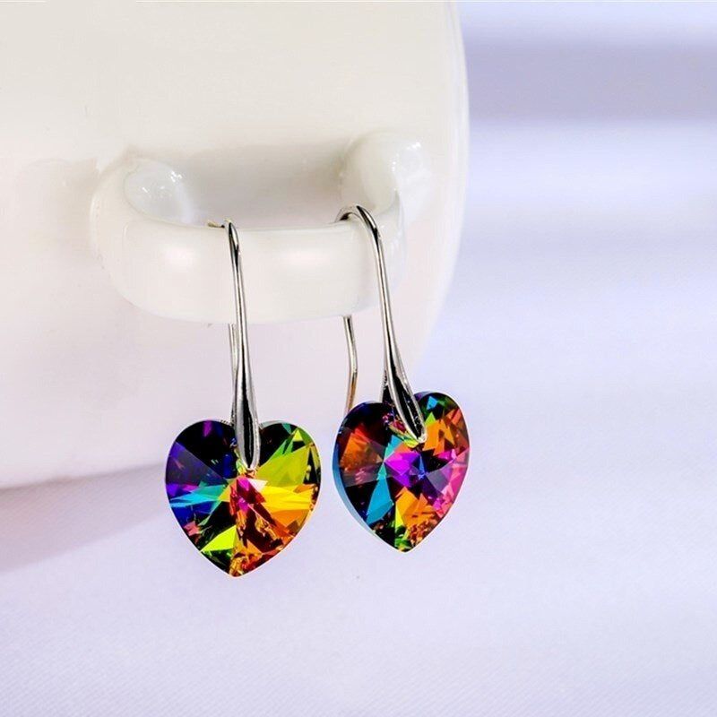 925 Sterling Silver Coloured heart earrings
