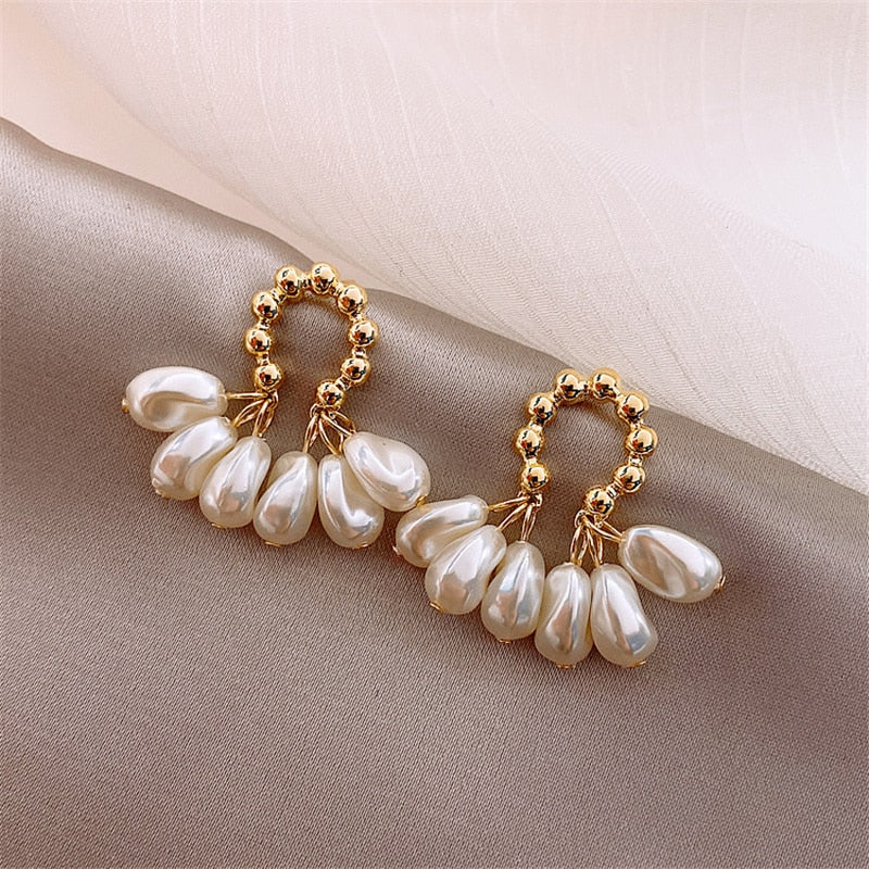 14k gold plated pearl earrings