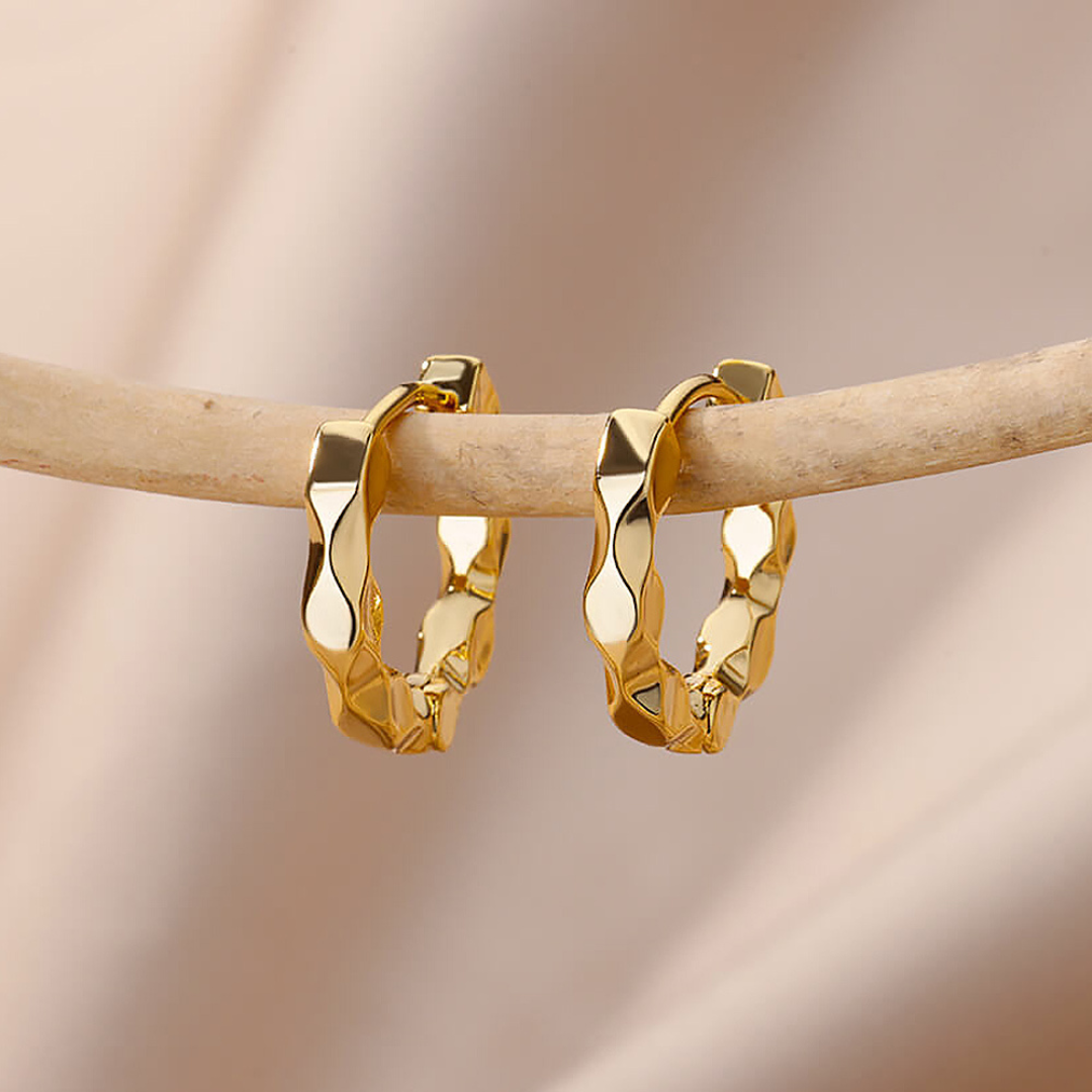 18K Gold Plated geometric shape hoop earrings