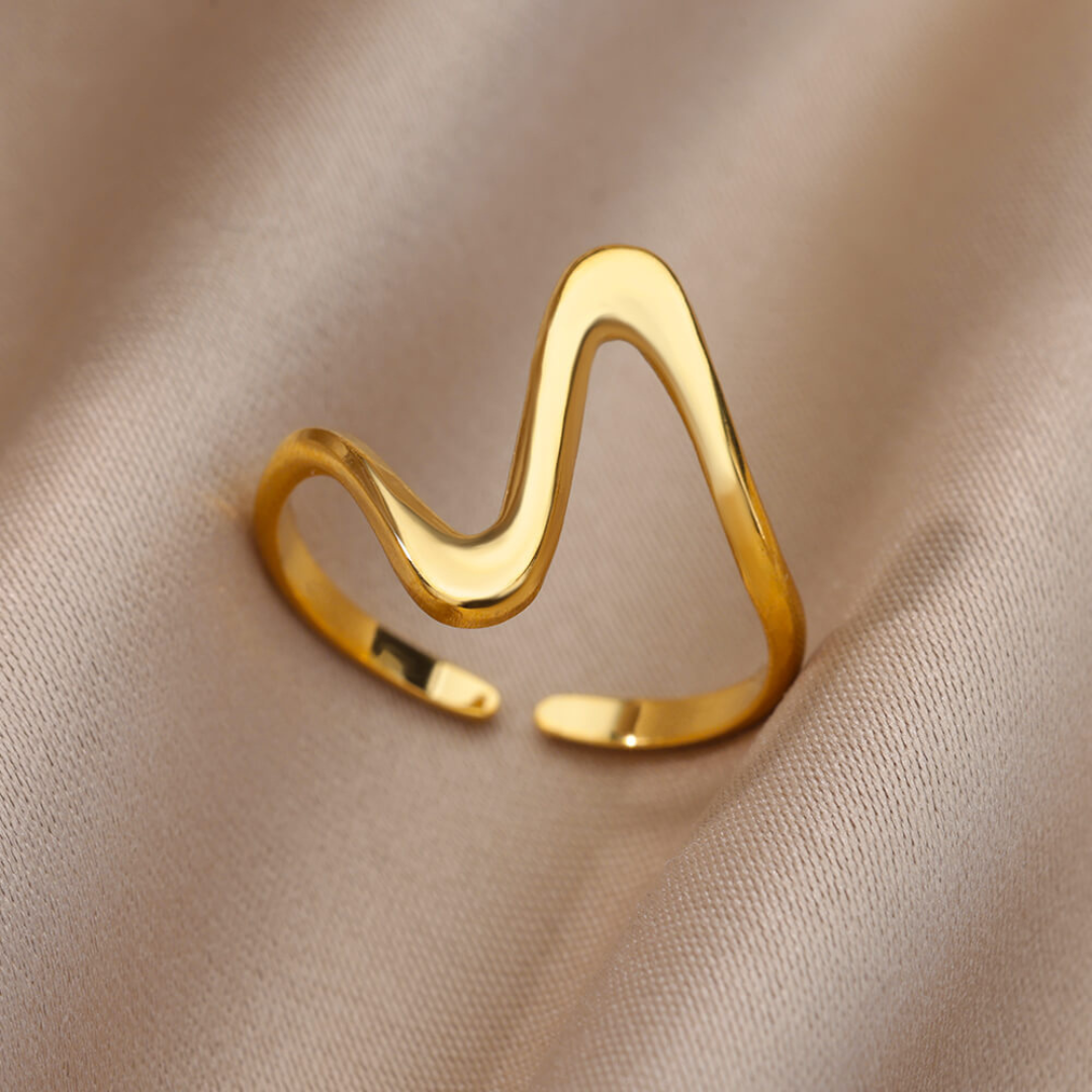 18K Gold Plated thin ring with modernist abstract form