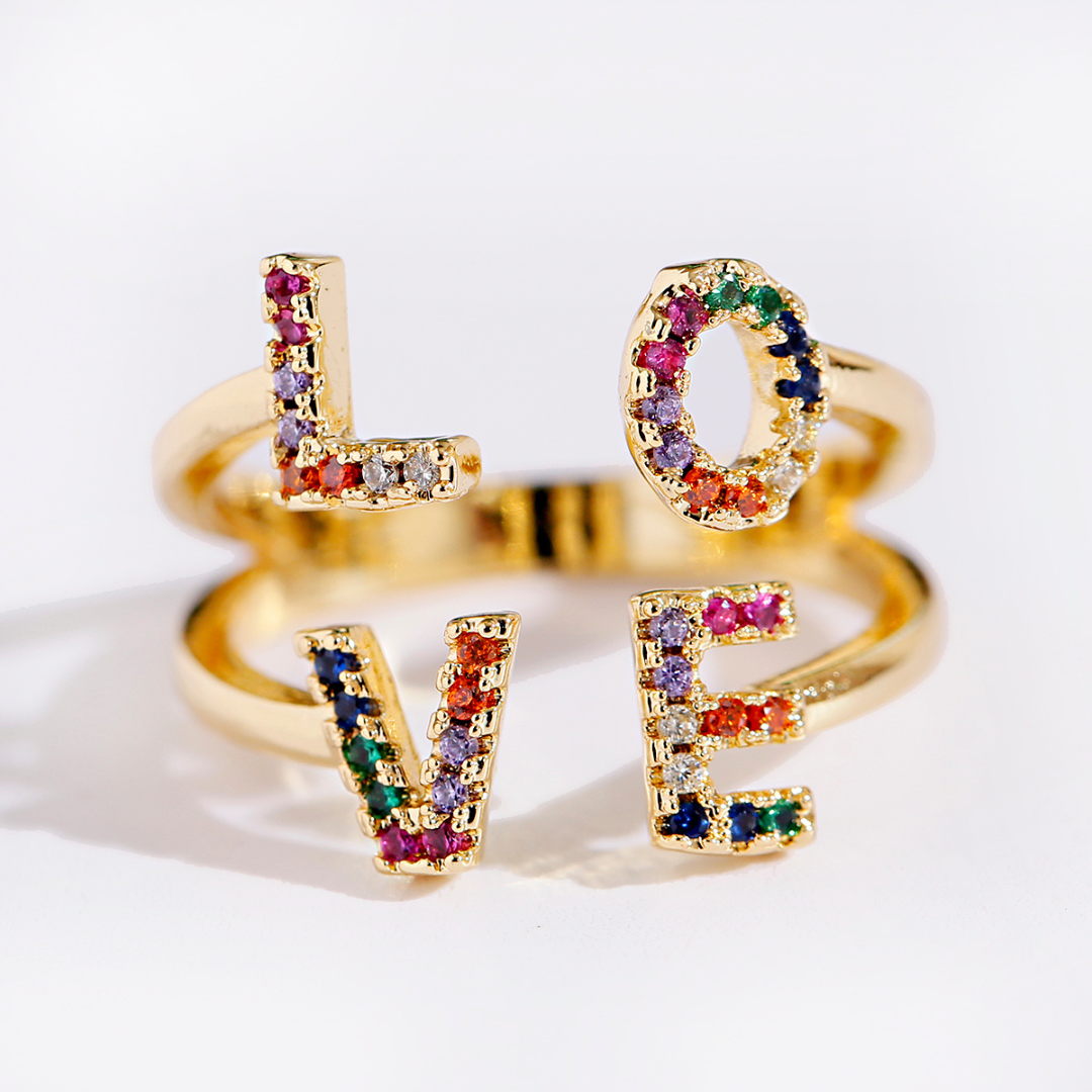 18K Gold Plated Adjustable LOVE Ring