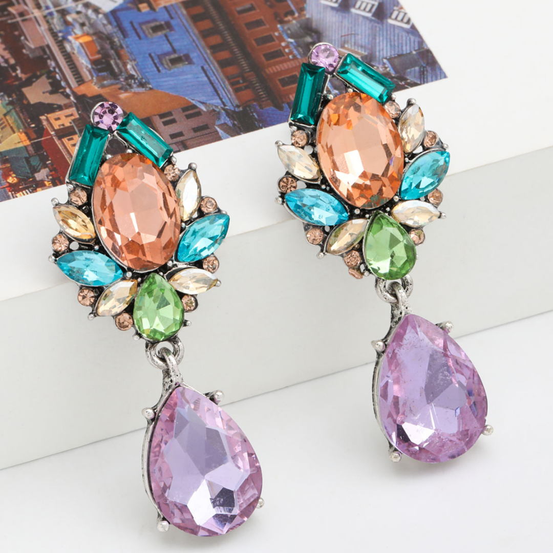 925 Silver Earrings with coloured gemstones