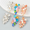 18K Gold Plated Earrings with coloured gemstones in the shape of leaves