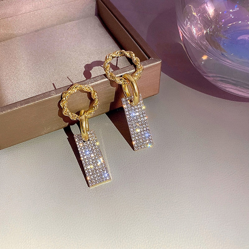 18K Gold Plated Diamond Stud Earrings