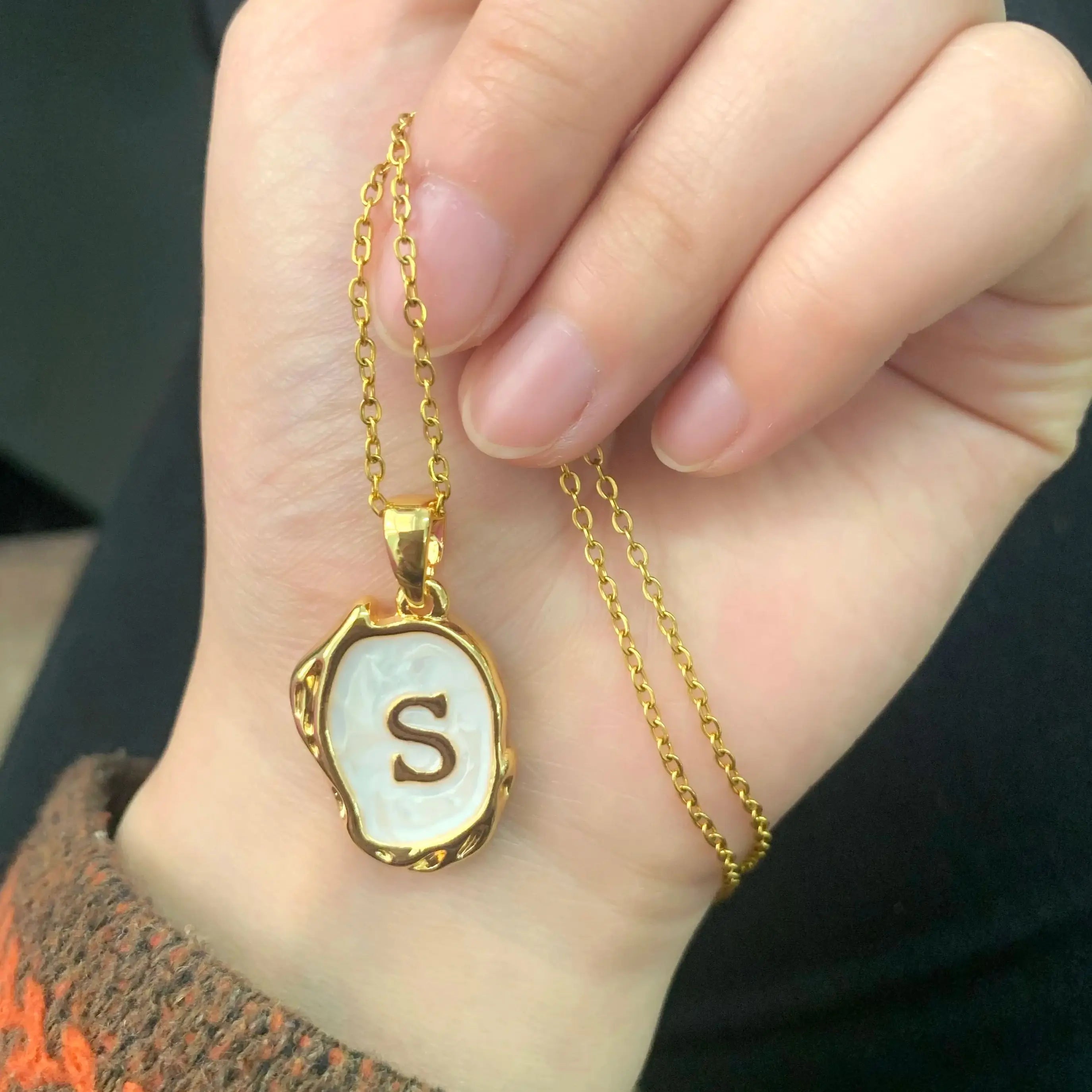 Lovely Necklace with Initials from the Bottom of the Sea in 18K Gold Plating