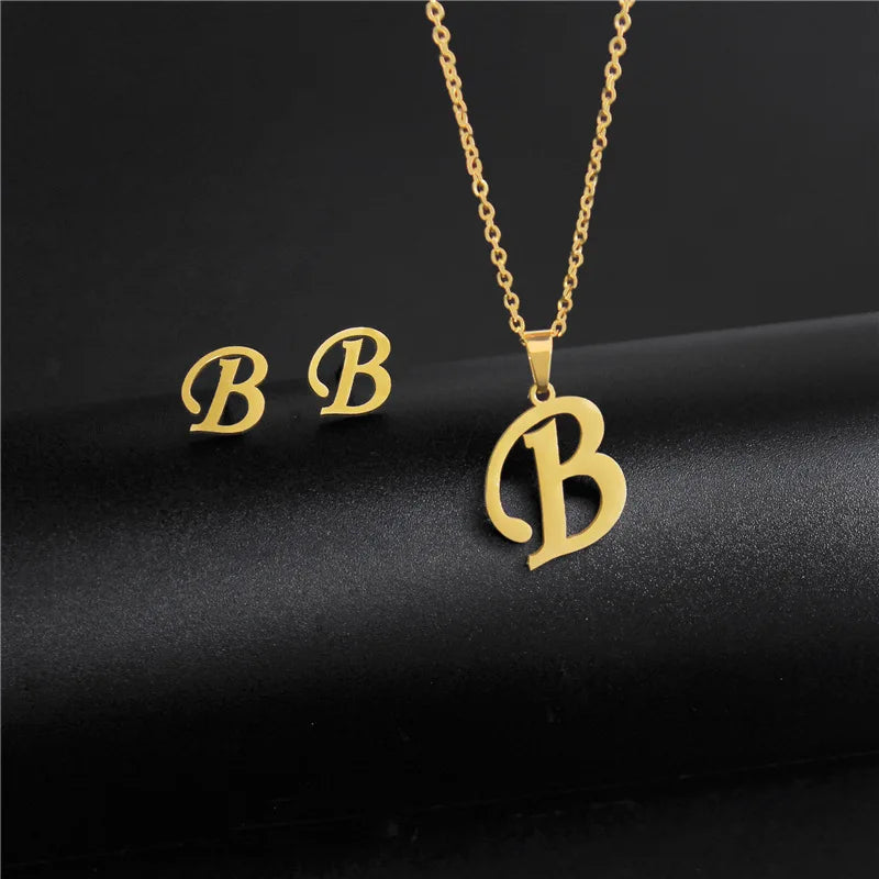 18K Gold Plated Classic Initial Letter Necklace