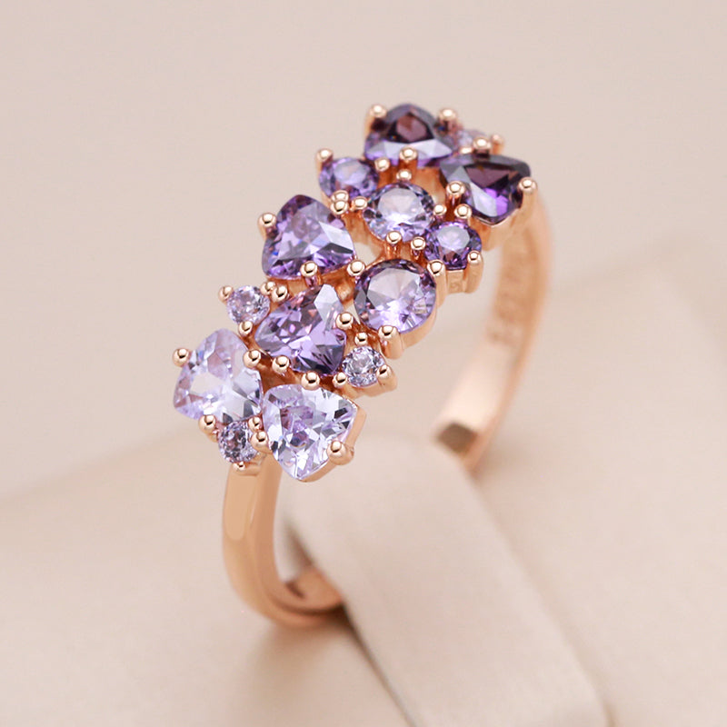 18K Rose Gold Ring with Amethysts