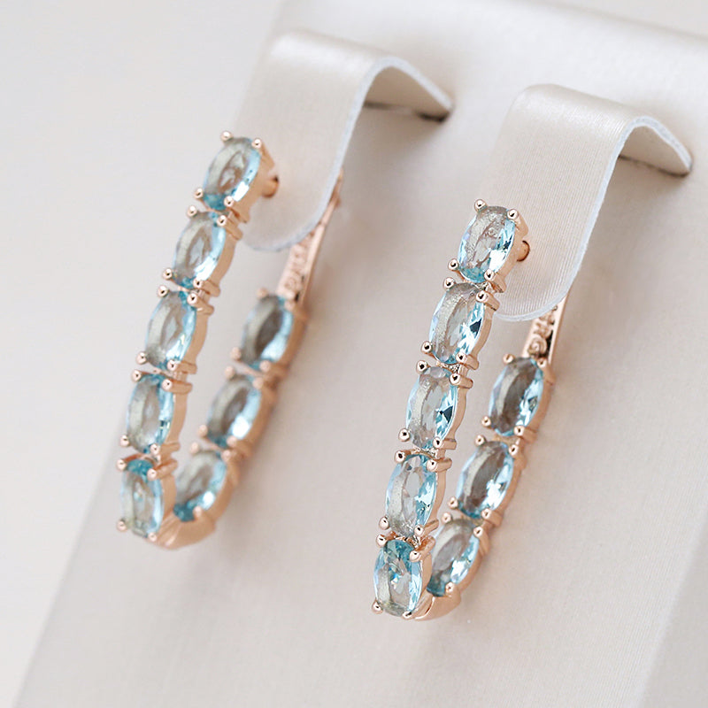18K Rose Gold Aquamarine Earrings