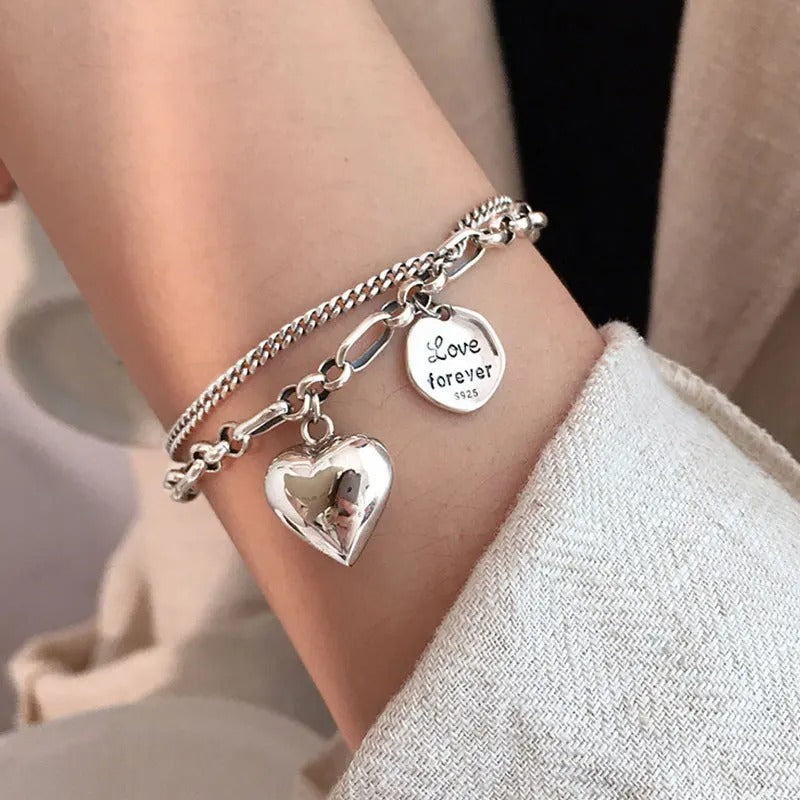 925 sterling silver bracelet Love forever + 2 Free Charms