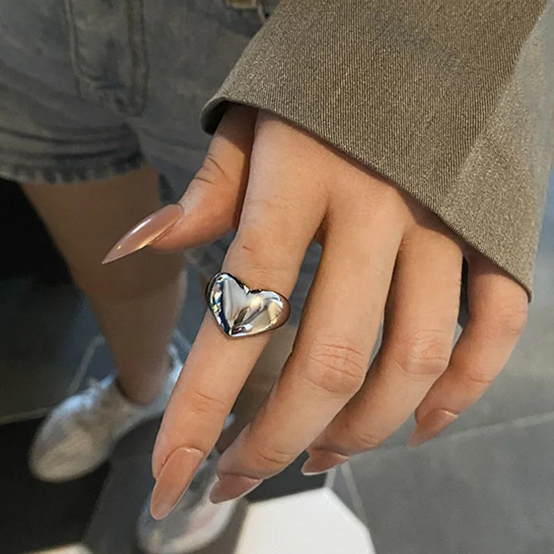 925 Silver Adjustable Heart Ring